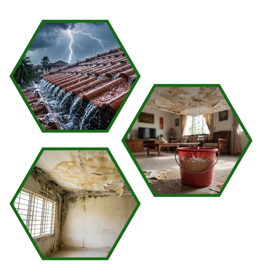 Pemilik rumah risau setiap kali hujan lebat kerana atap bocor